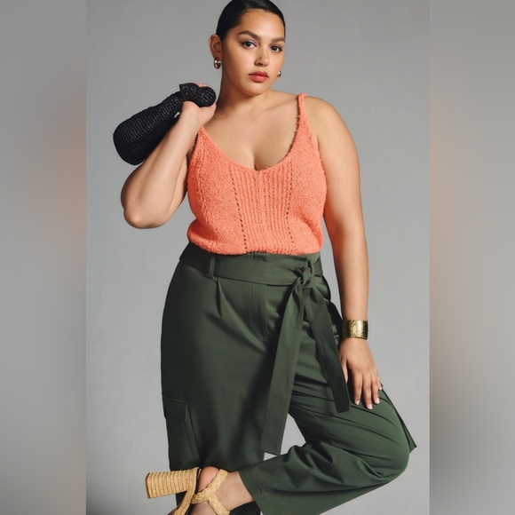 ✨ Anthropologie V-Neck Pointelle Sweater Tank Sz L - Picture 5 of 7